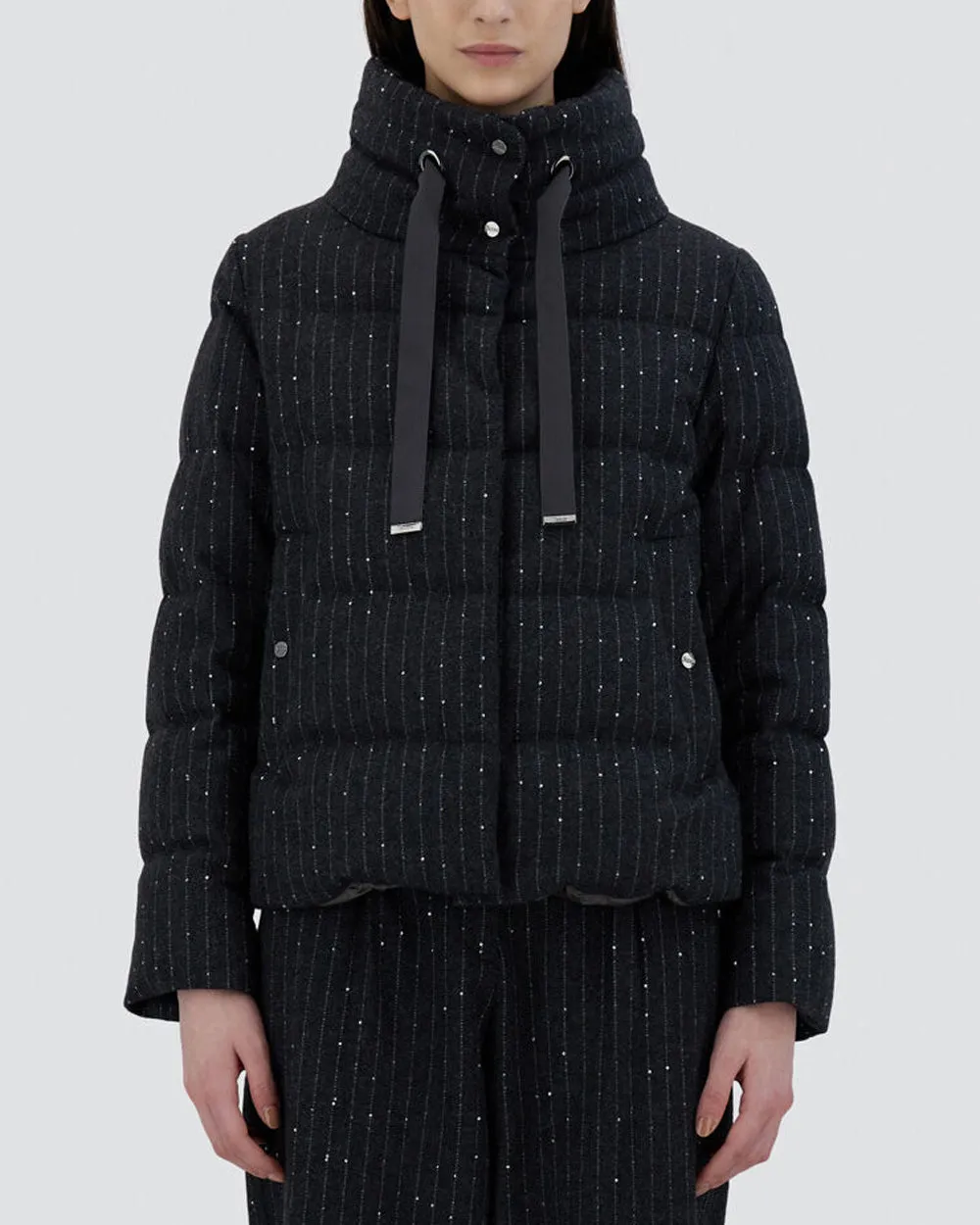 Anthracite Quilted Pinstripe Jacket