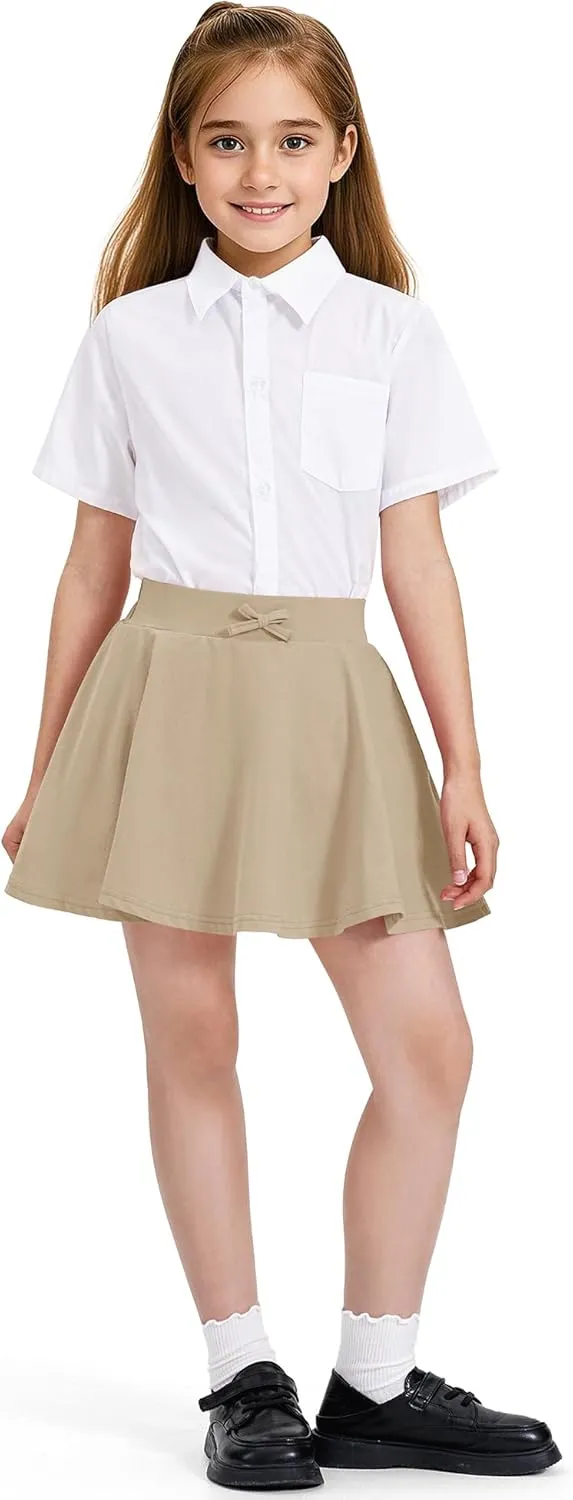 BOOPH Girls Skirts Kids Casual Mini Skorts Toddler Athletic Uniform Skirts with Pockets