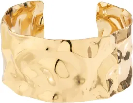 COLORFUL BLING Minimalist Hammered Irregular Gold Cuff Bracelets for Women Open Wide Chunky Cuff Statement Wrap Bangle Bracelet