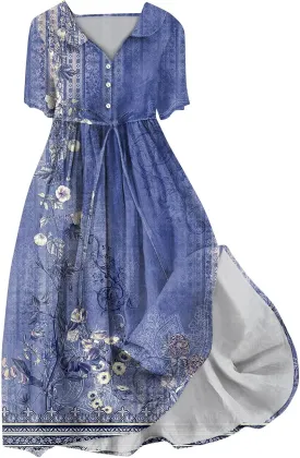Dresses for Women 2025 Tie Swing Spring Summer Maxi Dress Short Sleeve Womens Summer