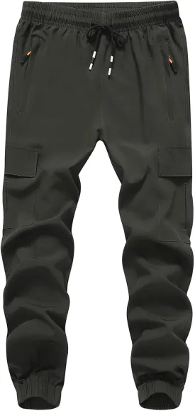 Girls Cargo Joggers Pants Youth Quick Dry Lightweight Pull-On Hiking Pants for Sports Outdoor with Zipper Pockets