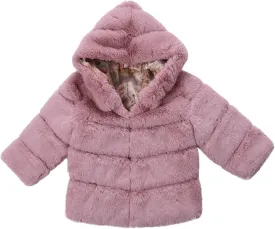 Girls Faux Fur Jacket Plush Sherpa Teddy Coat with Hood Toddler Winter Coats Warm Fuzzy Jackets Trendy Outwear