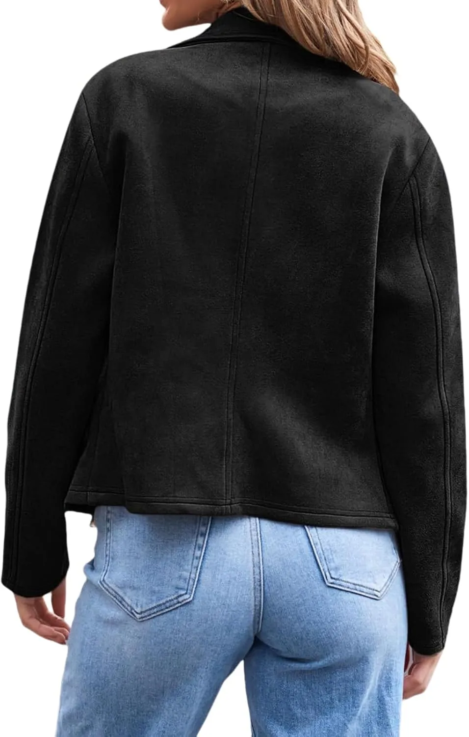 Kubbon Womens Faux Leather Jackets Faux Suede Motorcycle Jackets Coats Casual Zipper Cropped Bomber Biker Moto Coat Outwear