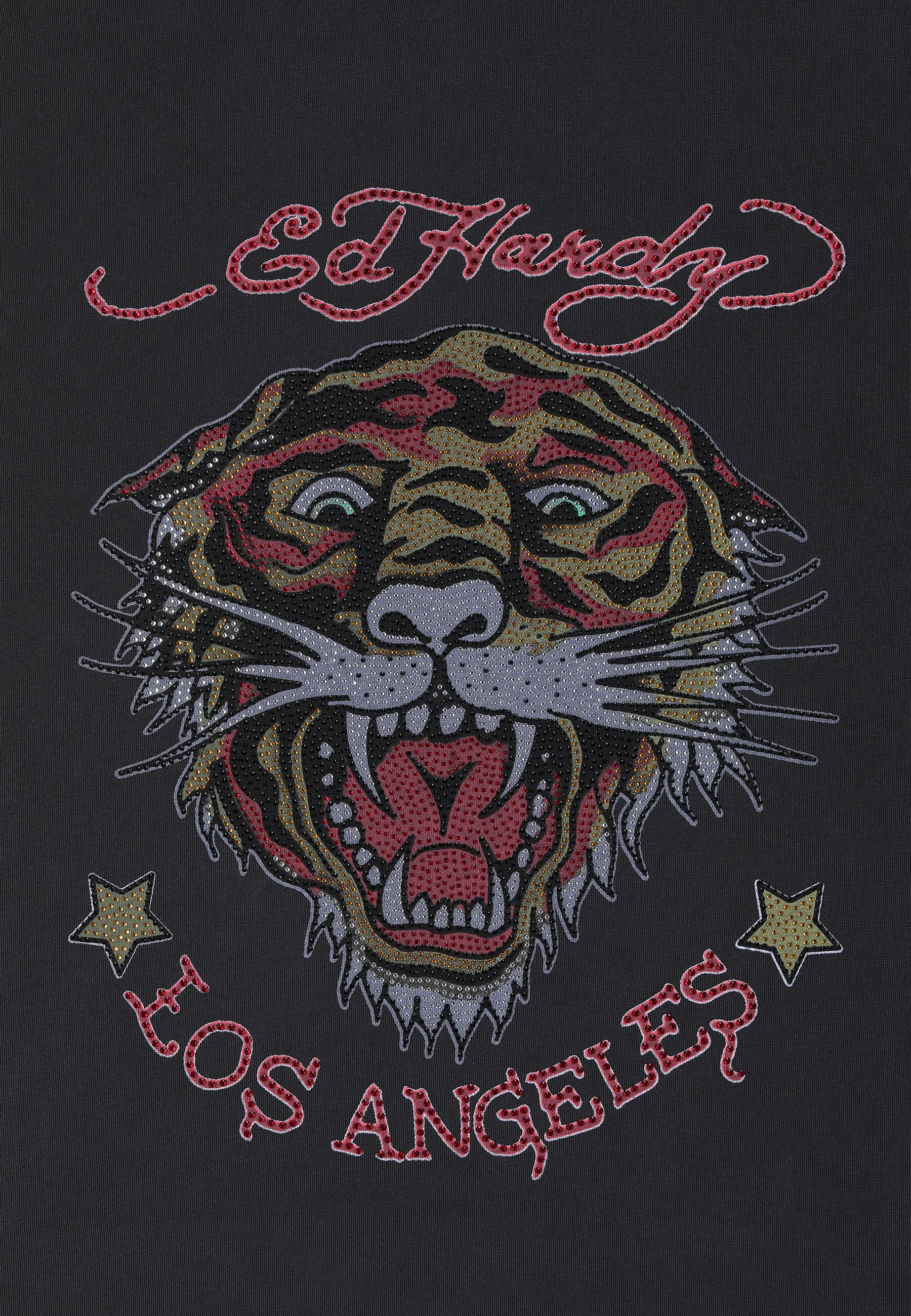 Mens La Tiger Vintage Diamante Tshirt - Black