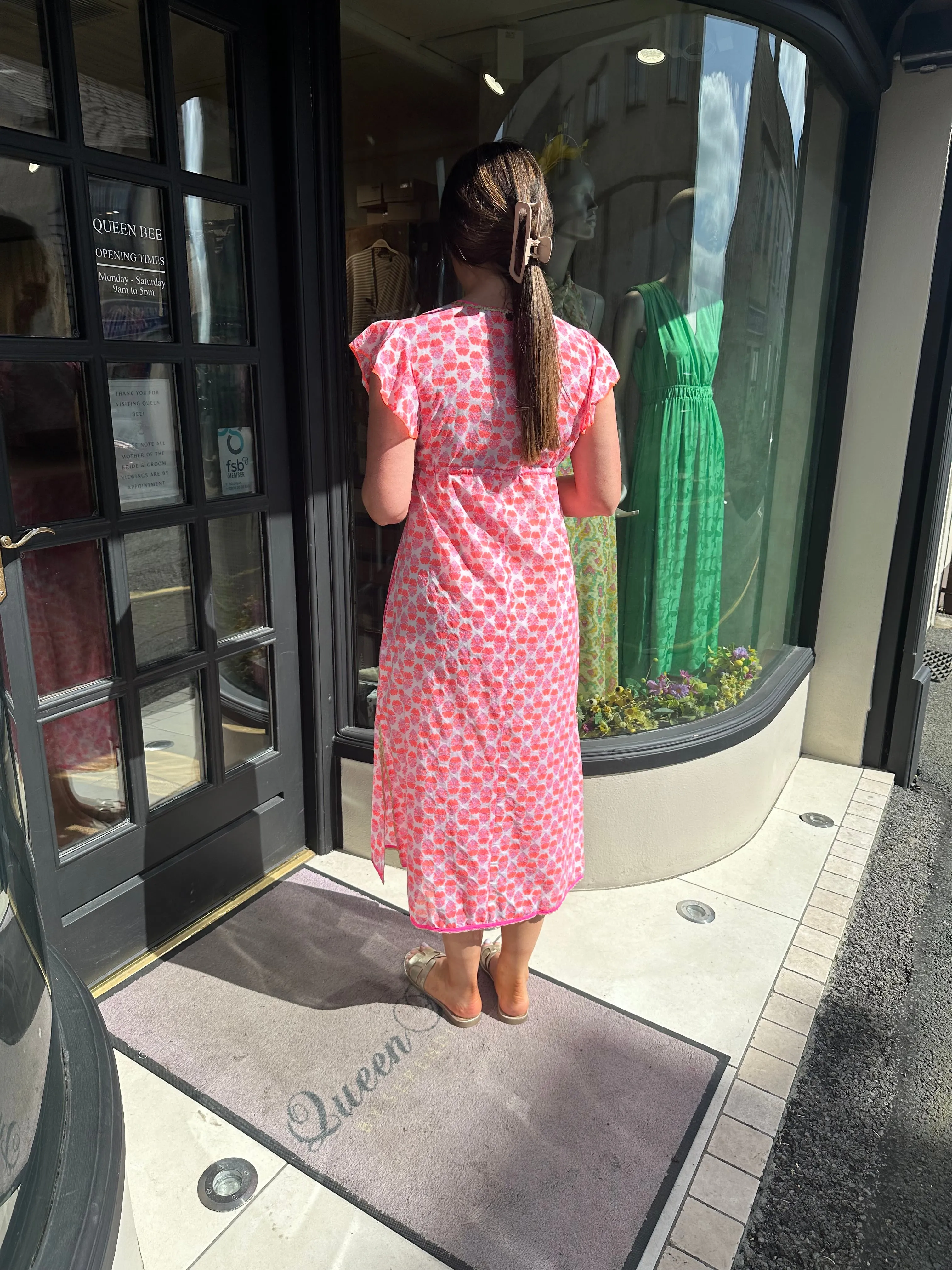 Place Du Soleil Rosa Orange Flower Dress