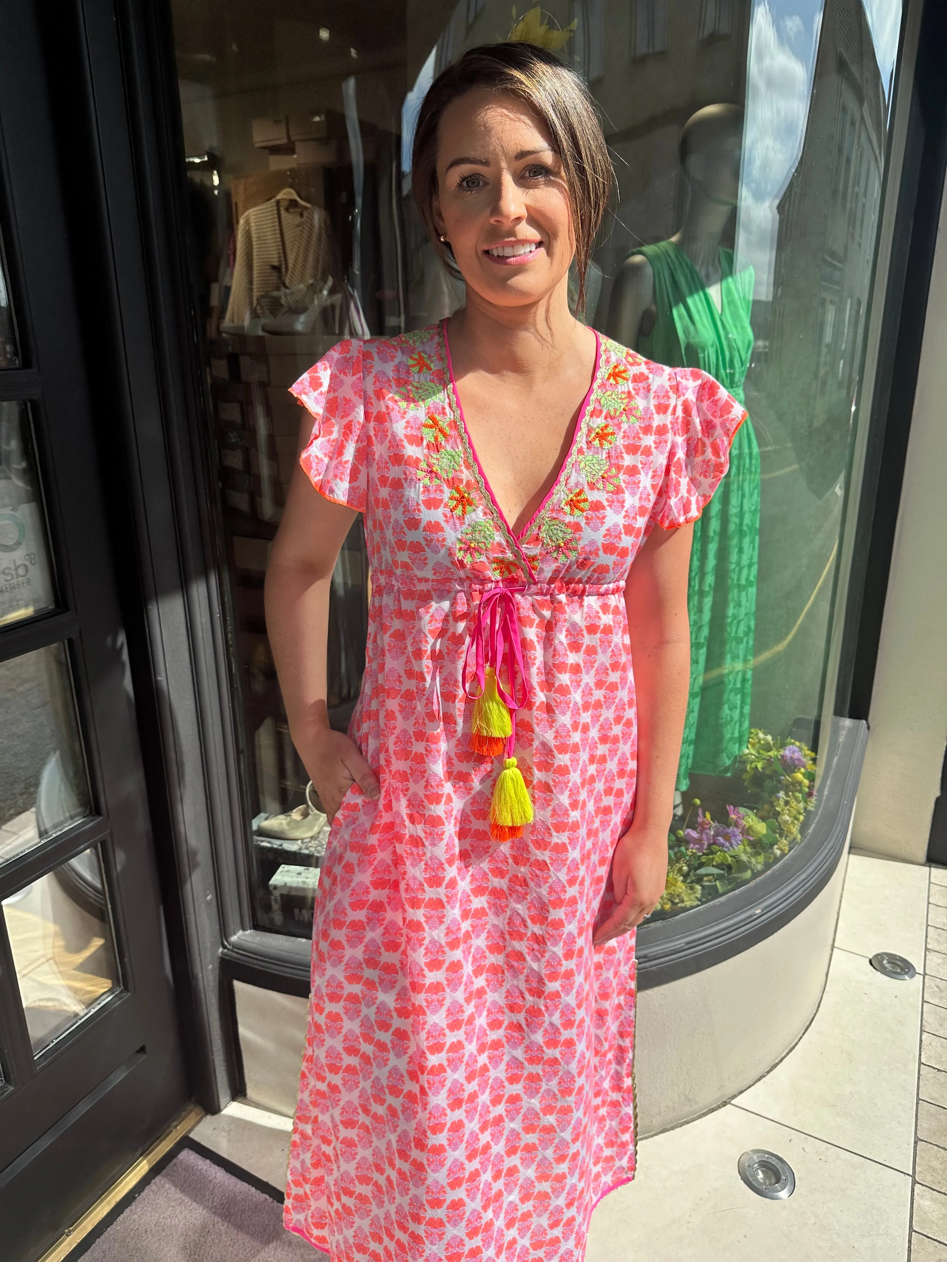 Place Du Soleil Rosa Orange Flower Dress