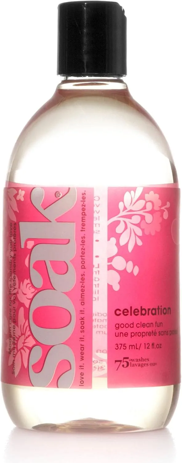 Soak Laundry Soap  No Rinse, Plant Derived Hand Wash Detergent - 375 ml / 12 fl. oz, 75  Washes (Celebration)