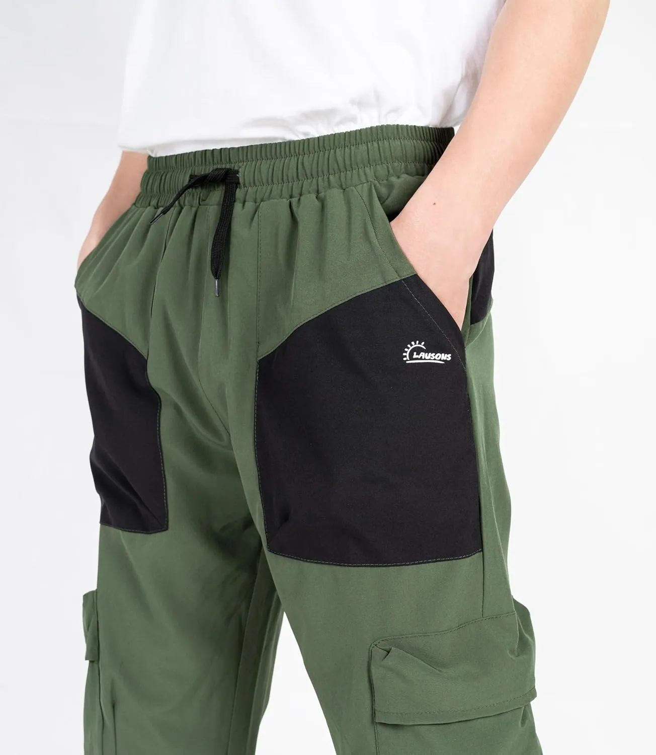 TLAENSON Boys Cargo Pants Joggers Kids Lightweight Quick Dry Hiking Pant Youth Running Athletic Jogging for Sports Outdoor