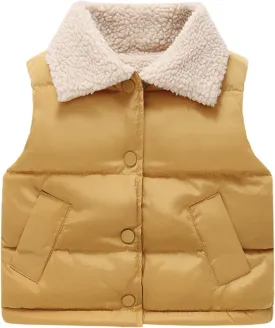Toddler Baby Boys Girls Puffer Vest Winter Sleeveless Bubble Jacket Stand Collar Thick Insulated Padded Warm Coat