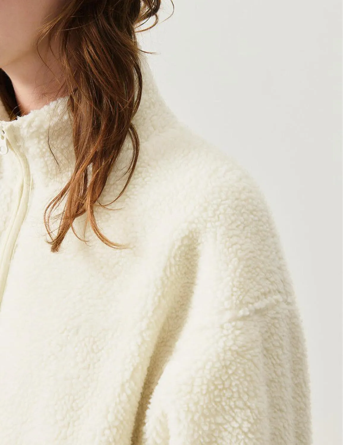 Watashi Women's Sherpa Jacket Faux Fur Coat Fleece Outerwear Zip-up with Pockets