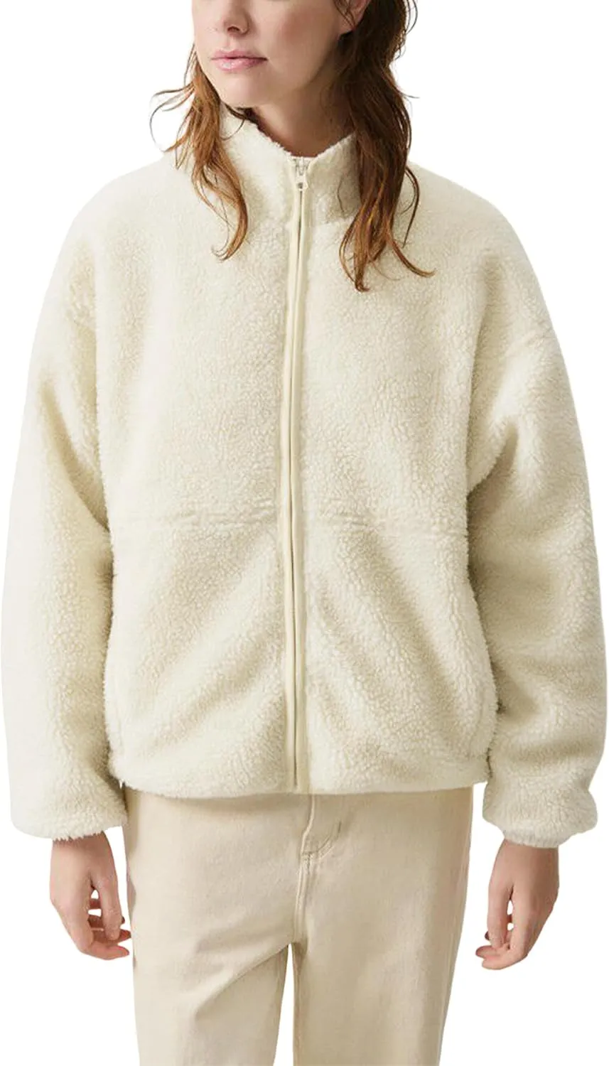 Watashi Women's Sherpa Jacket Faux Fur Coat Fleece Outerwear Zip-up with Pockets