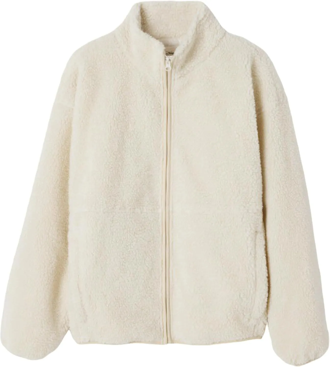 Watashi Women's Sherpa Jacket Faux Fur Coat Fleece Outerwear Zip-up with Pockets