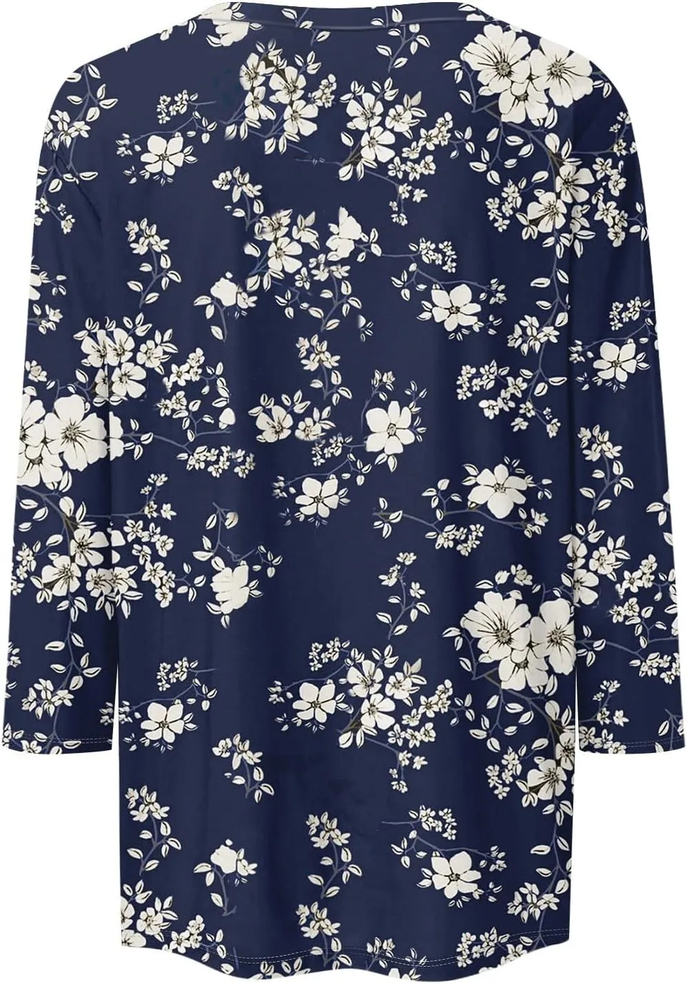 Womens 3/4 Sleeve Tops 2025 Summer Print Round Neck Shirts Loose Fit Three Quarter Sleeve Tshirts