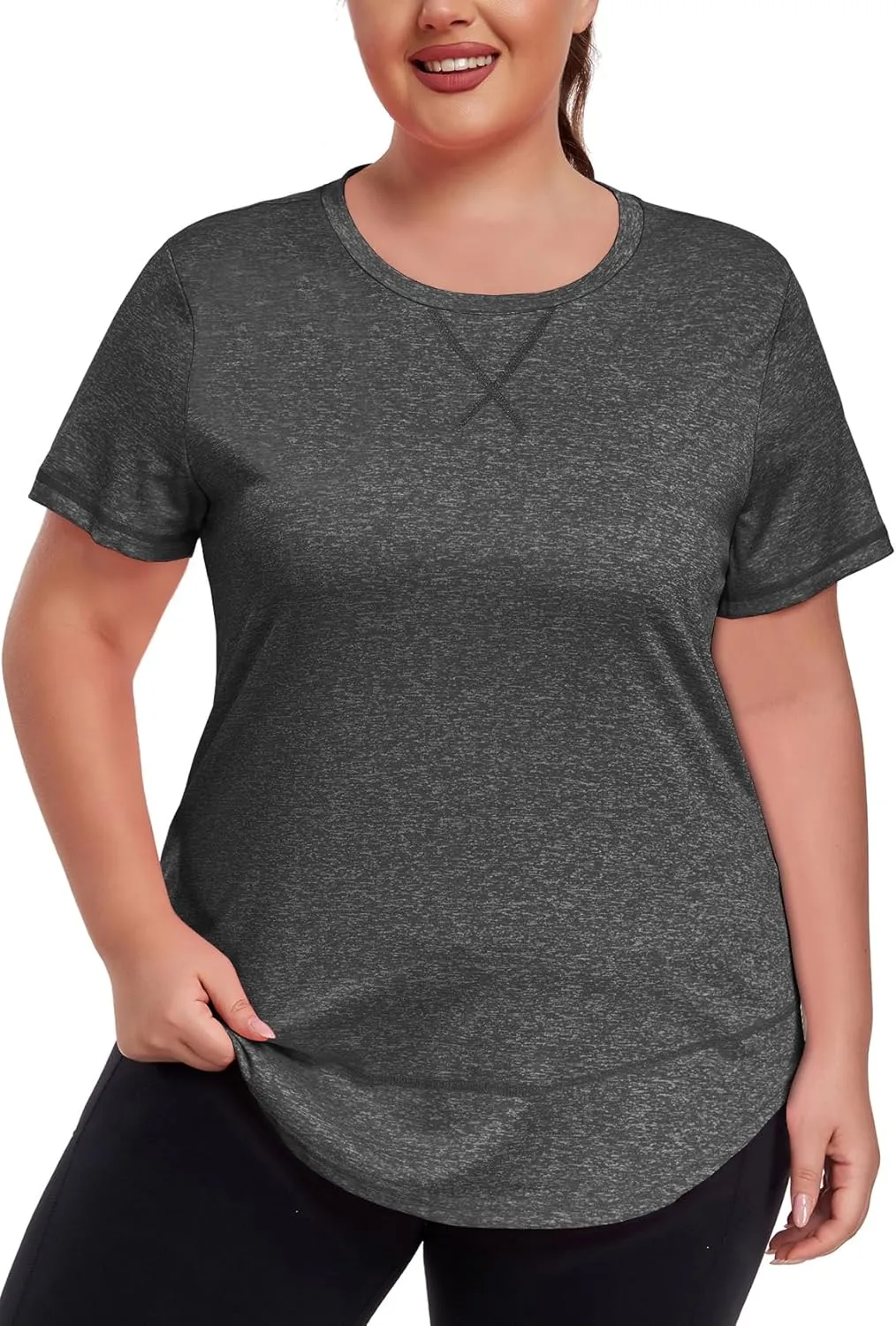 Women's Plus Size Workout Tops Short Sleeve Loose fit Shirts Athletic Gym Yoga Clothing